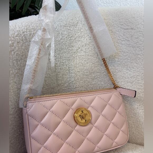 Versace Black and Pink Clutch with Gold Accents - Picture 2 of 5